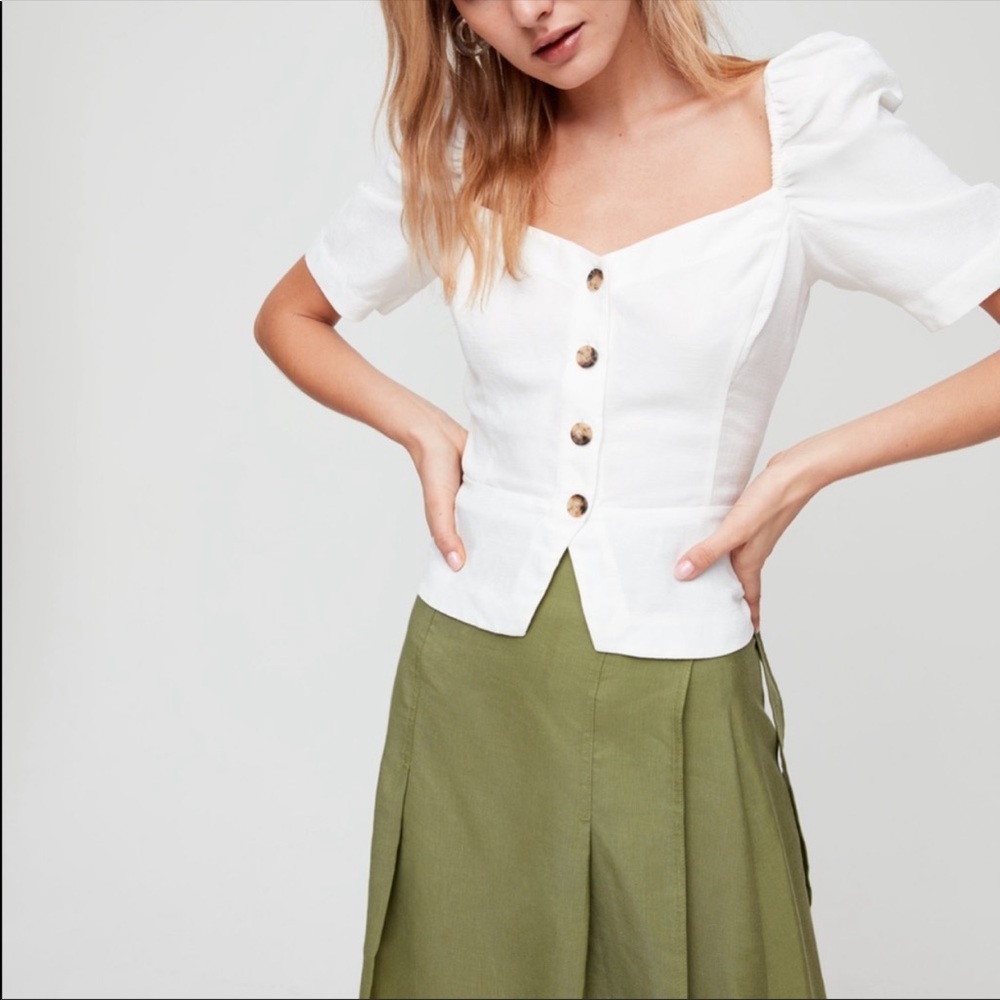 Aritzia Wilfred Janine Linen Peplum Top size XXS